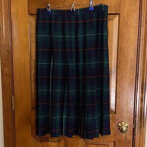 Vintage Wool Fully Pleated Plaid Skirt Size 16